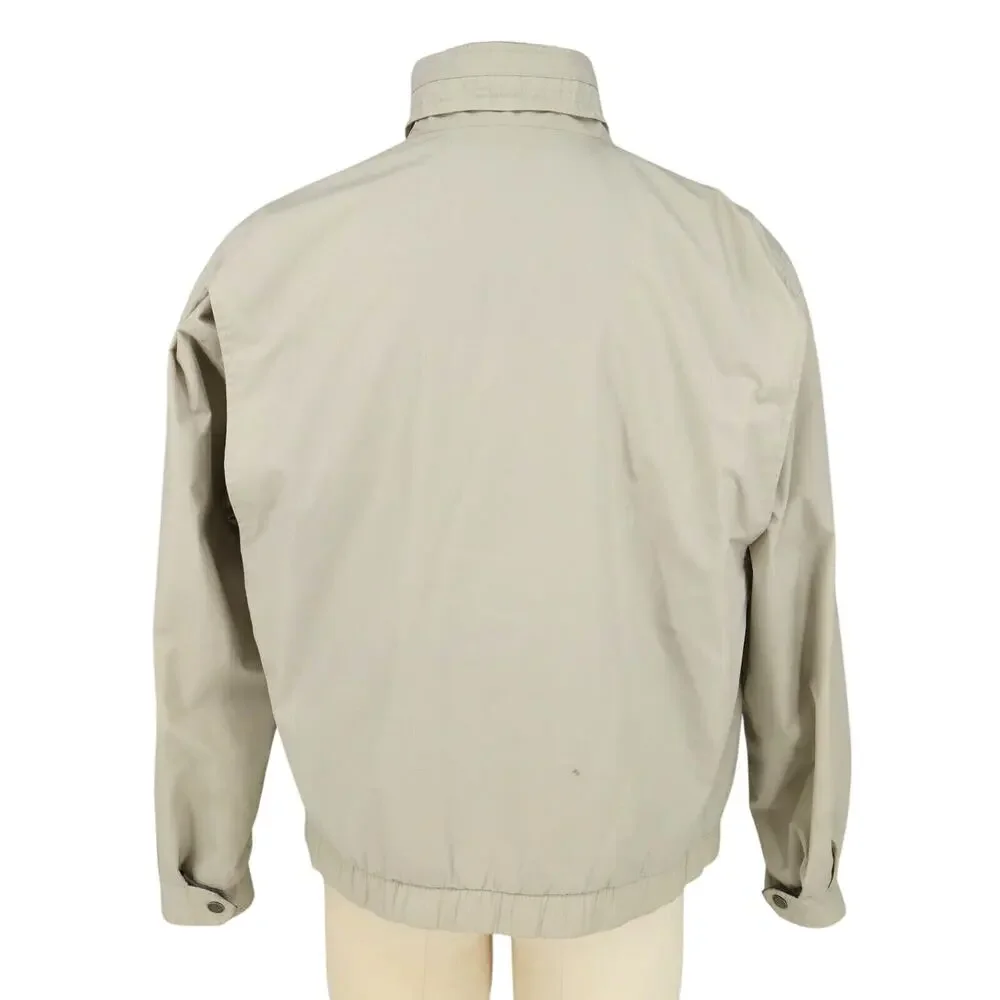 Members Only Jacket Mens Large Beige Full Zip Lightweight Pockets Lined Vintage